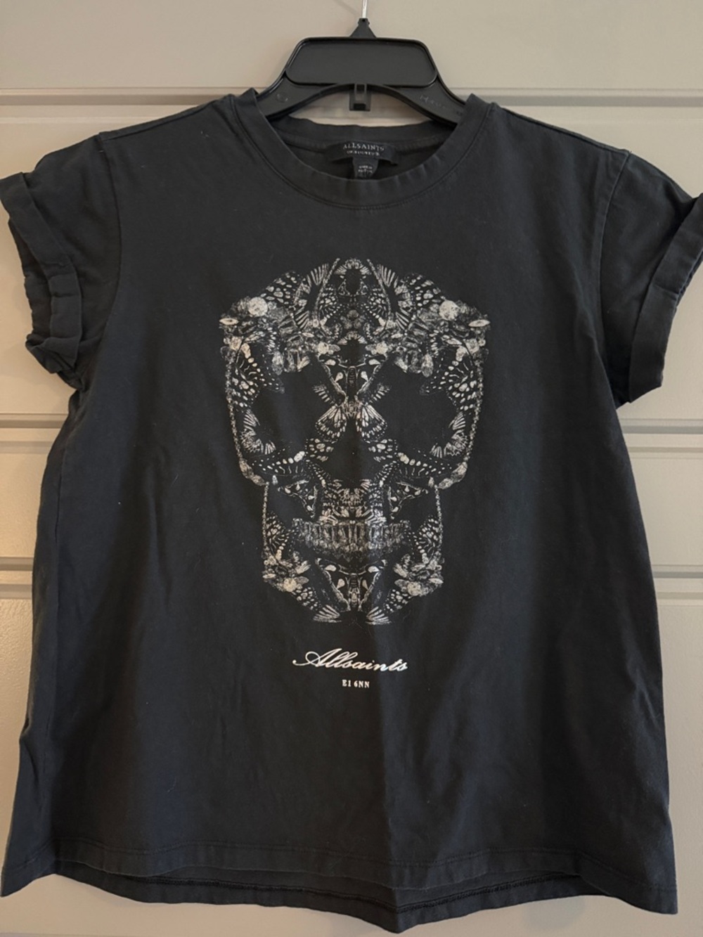 AllSaints Black Crewneck Logo Tee- US size 4